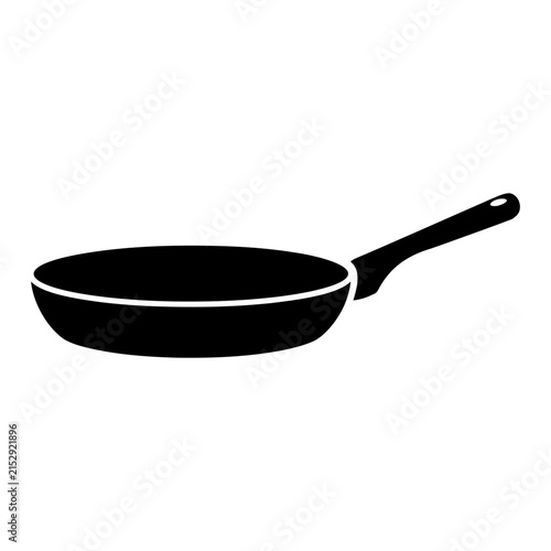 Obraz na plátne Frying pan icon black silhouette for kitchenware design flat vector graphic design assets