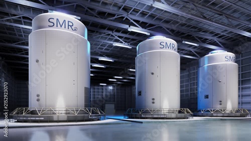 3d rendering group of smr or small modular nuclear reactors power plant 4k footage