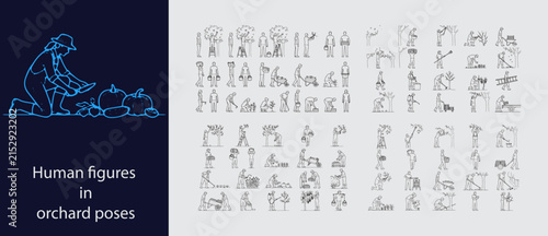 Human Figures Vector Set – Orchard Farming People Poses Collection