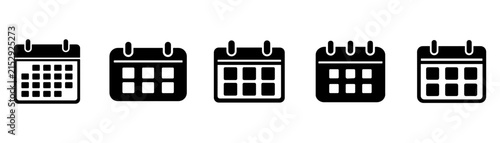 Calendar icon set with weekly planner symbols for schedules, planning, appointments, and scheduling.