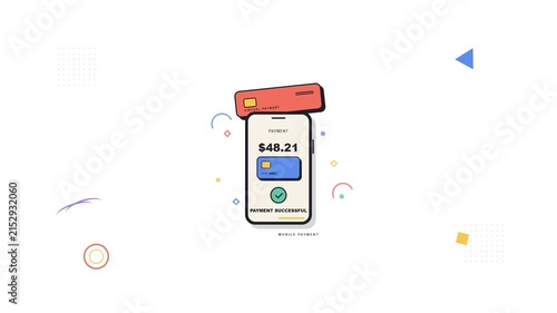 Mobile Payment Animation Memphis Style