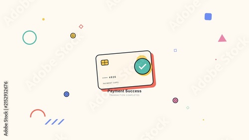 Memphis Style Payment Success Animation with Credit Card