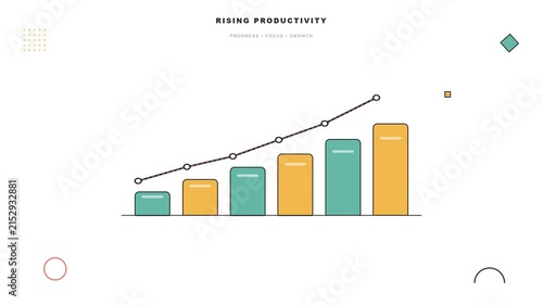 Animated business growth chart showing rising productivity steps.