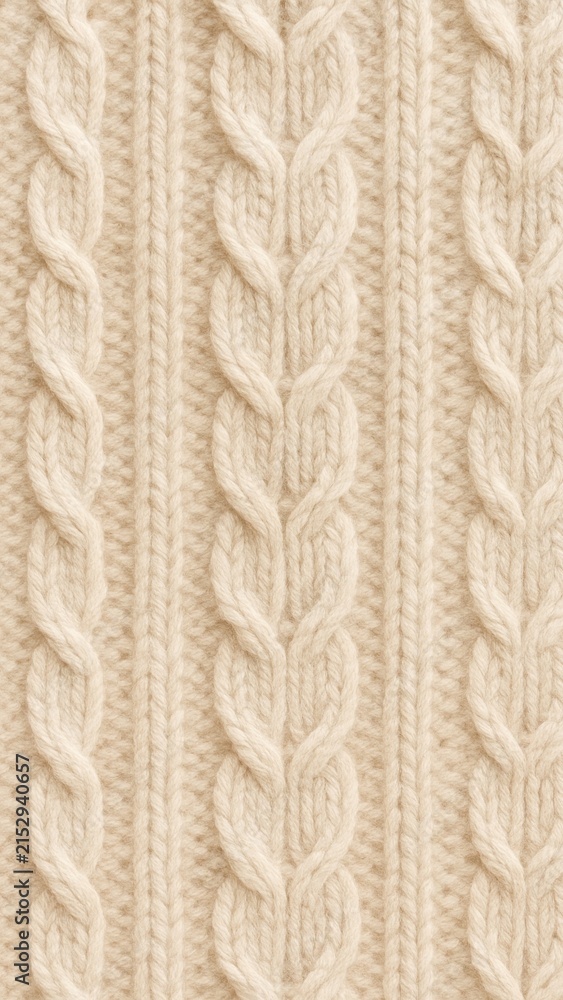 Naklejka premium Cozy beige cable knit texture mobile wallpaper