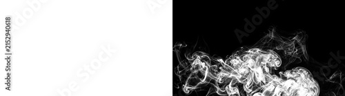 Black and White Smoke Cloud Overlay on Transparent Background