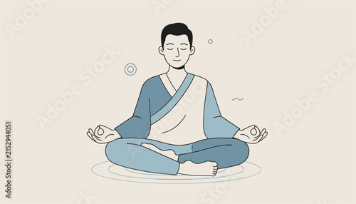 Man practicing mindfulness meditation in a seated lotus position to achieve inner peace and mental clarity.