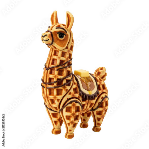 Golden decorative ram standing on grassy terrain