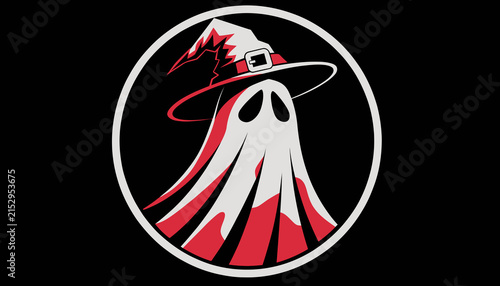 Spooky Ghost Wearing Wizard Hat Icon - Halloween Character, Mysterious Spirit Silhouette, Witchcraft Symbol