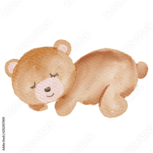 Watercolor Illustration of an teddy bear sleeping