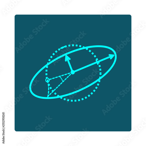 Fotografía Eigenvector Icon: unit circle warps into an ellipse, with axis vectors that only stretch or shrink while a third vector rotates off-line