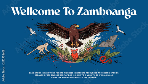 Welcome To Zamboanga: Philippine Eagle, Wildlife, Nature Illustration - Philippines Travel
