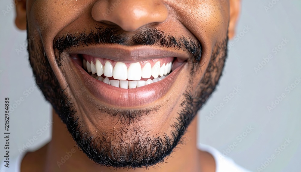 Fototapeta premium Smiling man with white healthy teeth