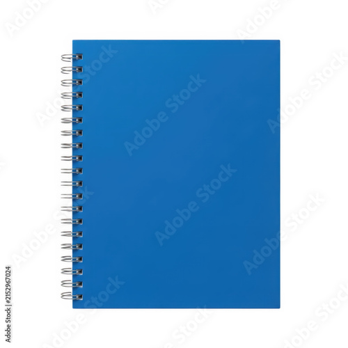 Blue spiral-bound notebook with pen