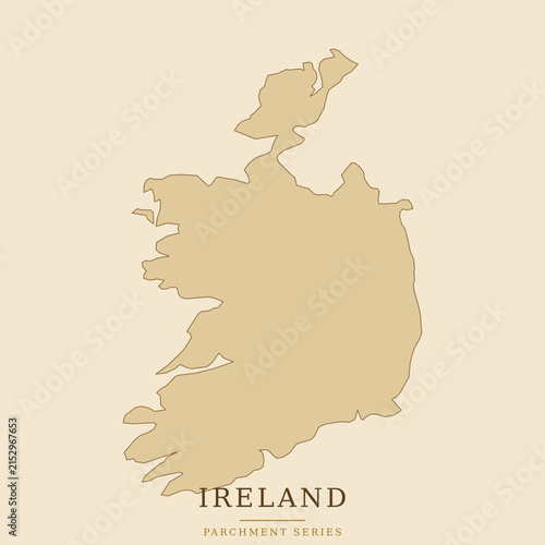 Canvas Print Minimalist map of ireland in a vintage parchment style, featuring a simplified o