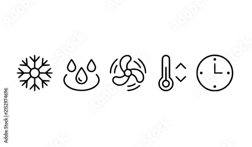 Smart AC Cooling Ventilation Temperature Control Line Icon Collection