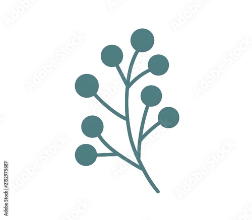 Minimalist Green Berry Branch Vector Illustration