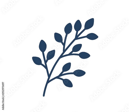 Dark Blue Leafy Branch Botanical Vector Element