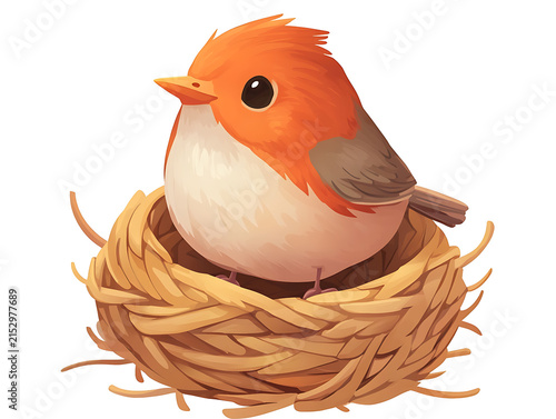 Cute bird flat vector illustration, colorful cartoon bird isolated on white background