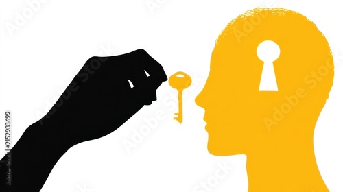 Hand offering key to unlock a mind