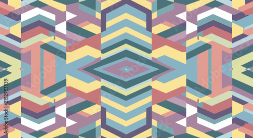 Symmetrical pastel isometric geometric pattern