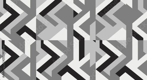 Monochrome isometric geometric seamless pattern