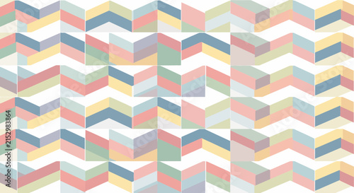 Pastel 3d zigzag block pattern on white