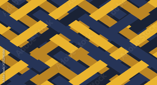Interwoven diagonal stripes in navy blue and gold