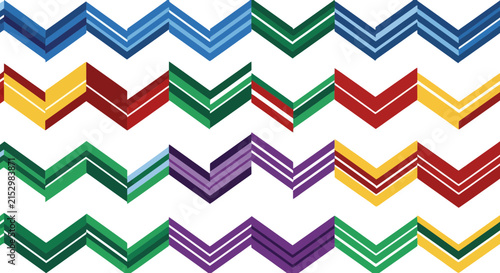 Colorful chevron stripes on white background