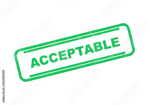 Photography Green acceptable rubber stamp ink mark with a rectangular frame for business doc