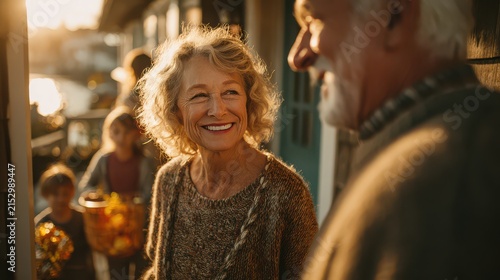 Warmth and Joy of Seniors Enjoying Outdoor Sunlight in Community Gathering