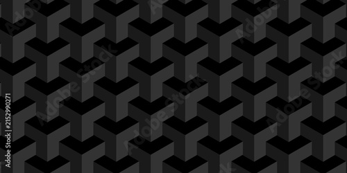 Minimal structure box black wall structure paper abstract cube. geometric tile wall decoration mosaic wall grid wallpaper.