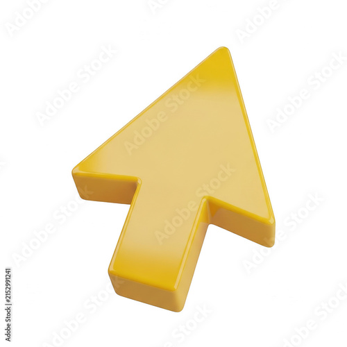 Obraz na płótnie Yellow 3d computer mouse cursor arrow icon isolated on transparent background