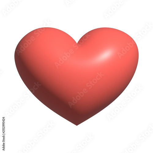 Foto Red 3D heart icon smooth romantic love symbol graphic element isolated on transp