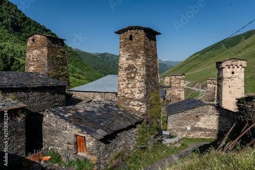 Photography Ushguli village, trans-Caucasian trail, Upper Svaneti, Caucasus mountain range,