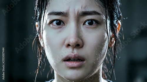 Korean woman's face, each capturing a different dramatic emotion.