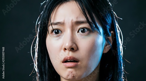 Korean woman's face, each capturing a different dramatic emotion.