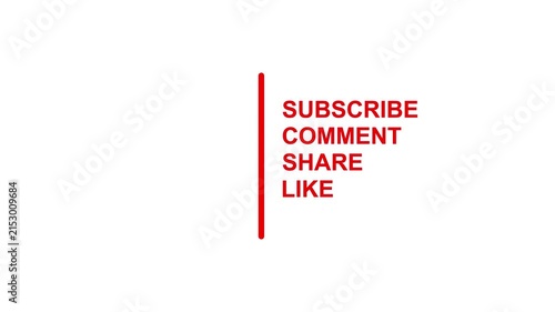 animated subscribe like comment share button animation. Animated YouTube Subscribe like share comment Button alpha channel.