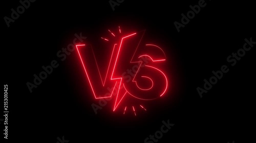 Abastract glowing neon verses animation. Against, bumper, design, fight, football, game, intro animated VS lettering with neon effect.
