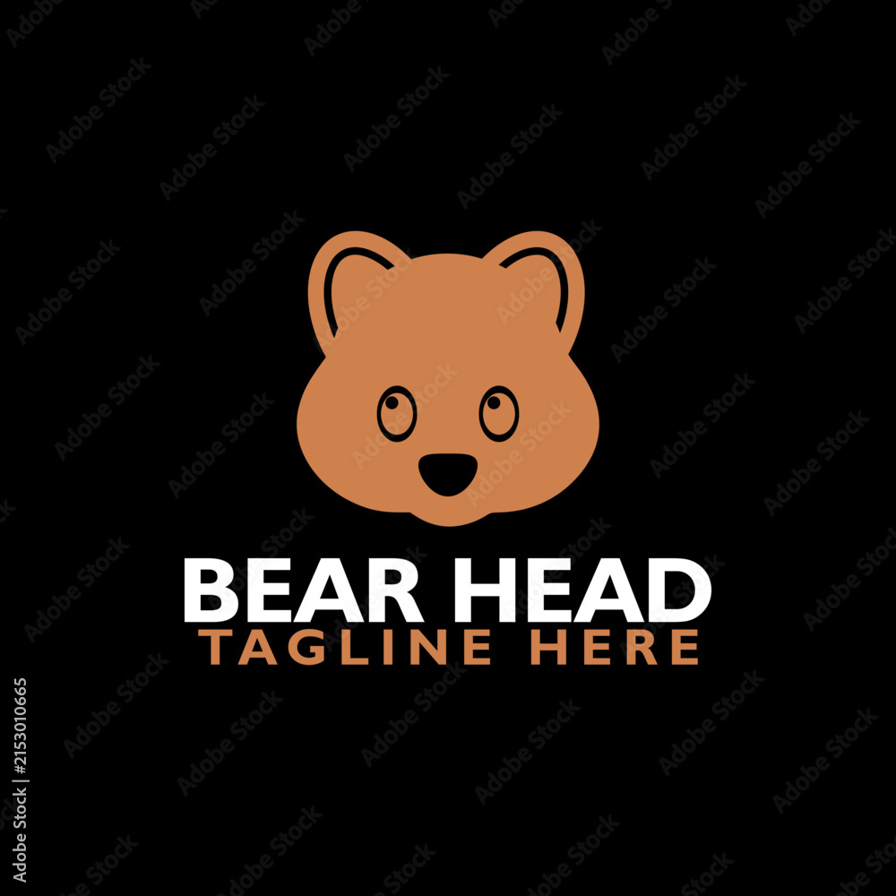 Obraz premium Bear head logo icon isolated on black background