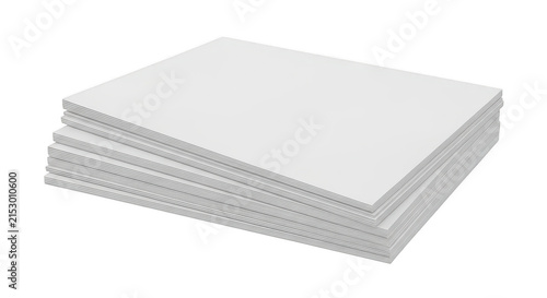 Stack of white corrugated plastic sheets isolated on transparent background