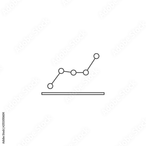 A simple line graph icon showing upward growth on white background