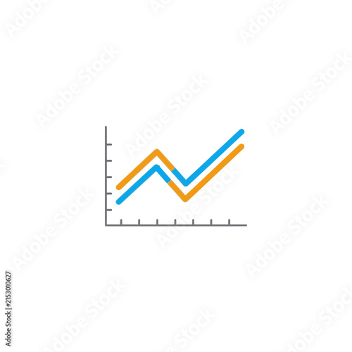 A simple line graph showing two parallel trends on a grid