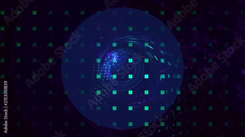 Illustration created as a 3D render without generative AI, abstract futuristic energy burst and geometric cosmic light background