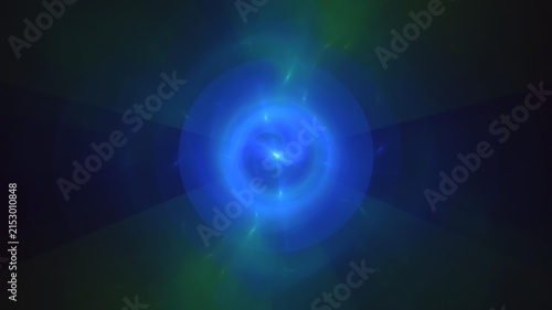 Illustration created as a 3D render without generative AI, abstract futuristic energy burst and geometric cosmic light background