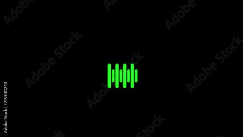Abstract Audio frequency sound spectrum waveform abstract green on black background. 3D rendered looping animation. High quality video.