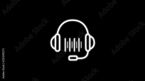 abstract nimated Headphone Icon Seamless Music & Sound Wave Loop Motion Graphic. 4k Motion graphic animation.