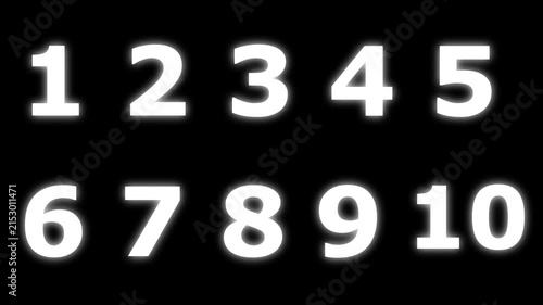 counting animation from 1 to 10 number counting animation video ,Typography for Kids, Numeric Digits 1–10 Animation in transparent background with alpha channel.