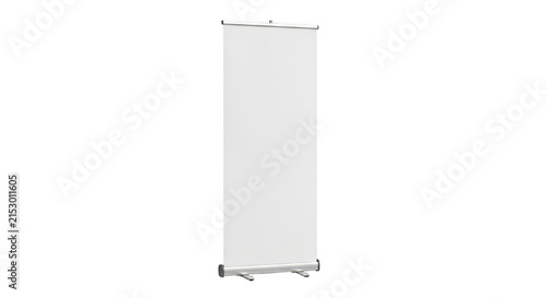 Blank roll up banner display stand mockup isolated on transparent background