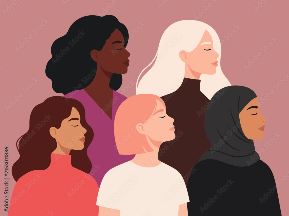 Fototapeta premium Diverse Multicultural Women Profiles for Empowerment and Inclusion
