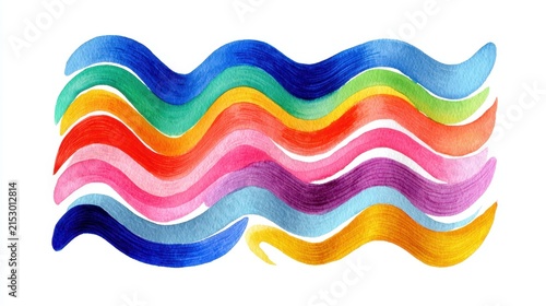 Colorful abstract watercolor waves in rainbow hues, National Curves Day